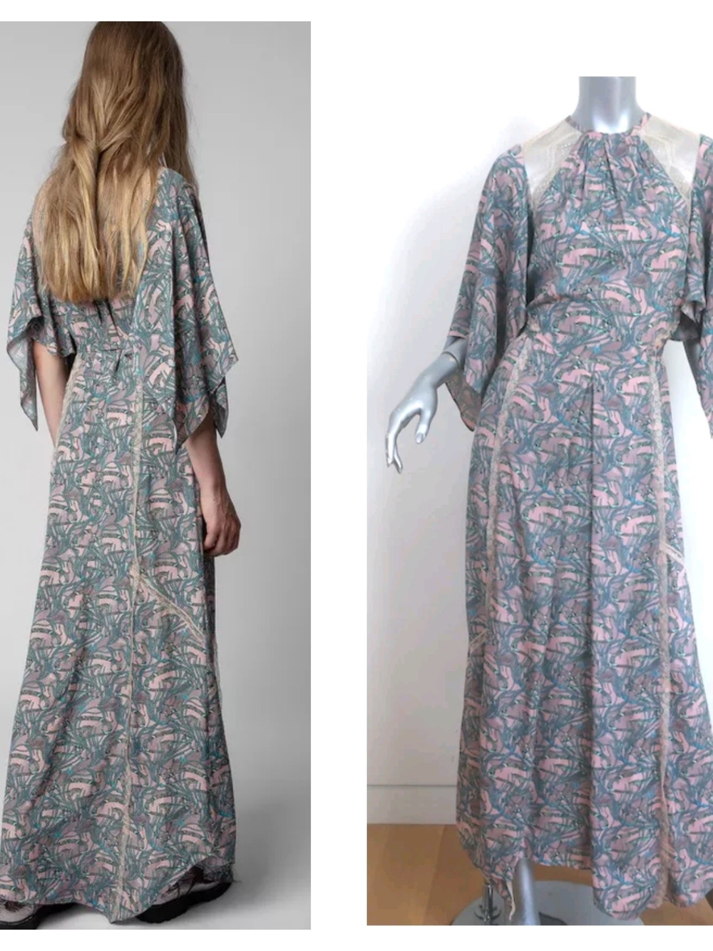 Zadig & Voltaire Pink and Green Printed Maxi Dress